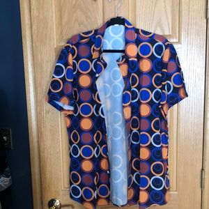 Large multicolored circled shirt, unknown brand name